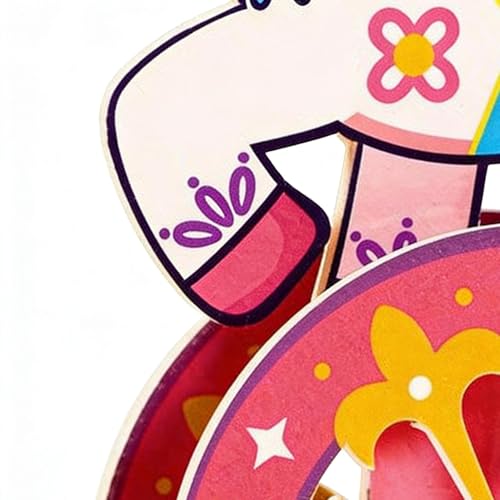 Wood Building Kits Assembly Self-Rocking Base Brain Game - color: Pink
