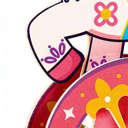 Wood Building Kits Assembly Self-Rocking Base Brain Game - color: Pink