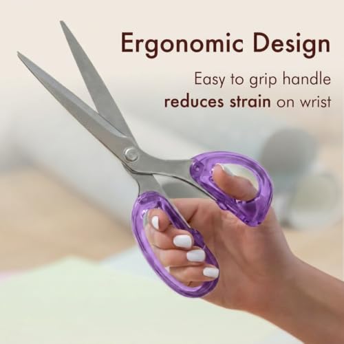 OfficeGoods 9” Stainless Steel Acrylic Scissors, Purple with Silver Metal - color: Purple With Silver Metal