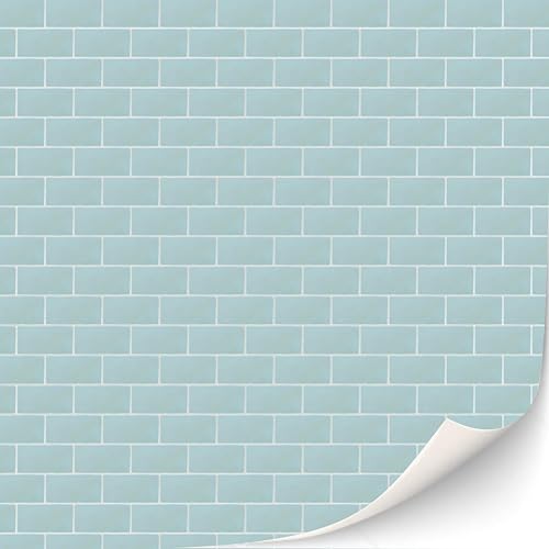 3 Sheets Self Adhesive Floor Tiles for Dollhouse 1:12 Scale (Pastel Turquoise Metro Tiles) - style: Pastel Turquoise Metro Tiles
