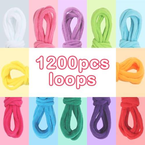 1200pcs Refill Loops for Potholders 7-Inch Weaving Loom, 12 Rainbow Colors - color: 12 Rainbow