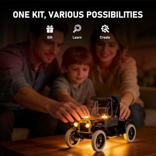 BRIKSMAX 2.0 LED Light Kit Compatible with LEGO Icons Ford Model T 11376 Building Set, for Builders and Collectors, Hidden Wire Design for Home Decor,Desk Display,Gift Giving(NO LEGO)