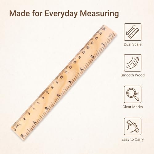 1Pc Wooden Rulers Measuring Tool School Supplies Straight Rulers Teacher Stationery 20cm Children Drawing Rulers Drafting Tools and Drafting Kits