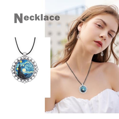 Pendant Trays Set with Glass Cabochon for Jewelry Making Supplies, Floral - color: 8-Flower 01