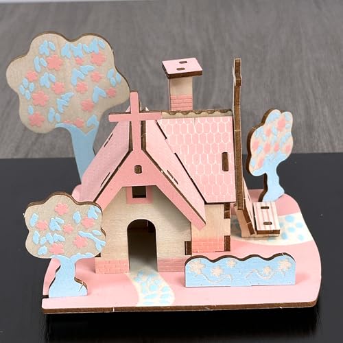 Log Cabin 3D Wooden House Puzzle,DIY Mini Building Model Kit，003 - color: 003