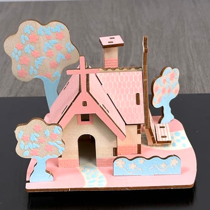 Log Cabin 3D Wooden House Puzzle,DIY Mini Building Model Kit，003 - color: 003