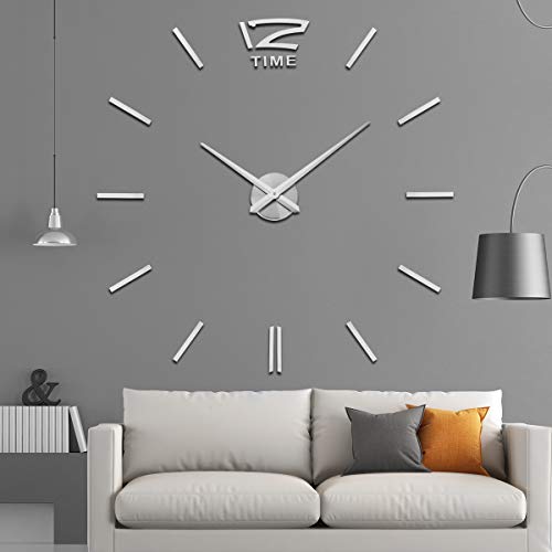 AILILIFE 3D Clock Hands, DIY Large Clock Movement Mechanism with 12 Inch Long Spade Hand, 3D Wall Clocks Home Decor - color: Alat001-silver