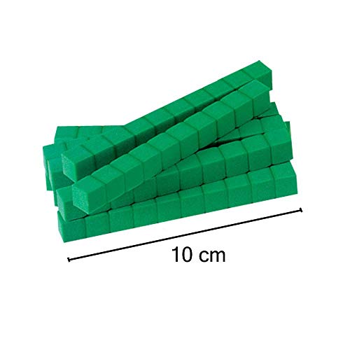 hand2mind Green Foam Base Ten Blocks, Rods Set, Place Value Blocks, Counting Cubes for Kids Math, Base 10 Math Manipulatives for Kids, Kindergarten Homeschool Supplies (Set of 50) - color: Green