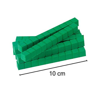 hand2mind Green Foam Base Ten Blocks, Rods Set, Place Value Blocks, Counting Cubes for Kids Math, Base 10 Math Manipulatives for Kids, Kindergarten Homeschool Supplies (Set of 50) - color: Green