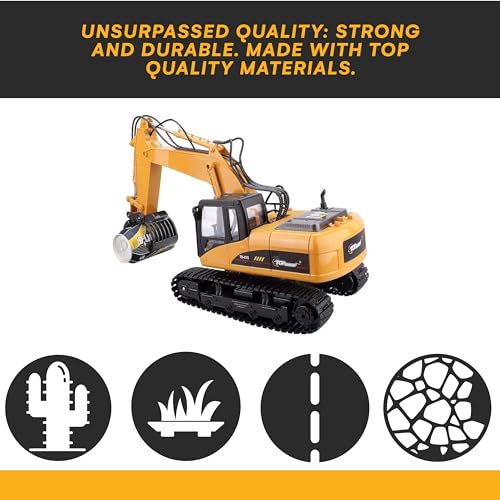 Top Race Excavator TR-215/211 2.4Ghz Remote Control Metal Excavator Construction Toy with Transmitter