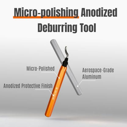 AFA Tooling Deburring Tool, 11 M2 HSS Blades, CNC Anodized Aluminum Handle - color: Orange