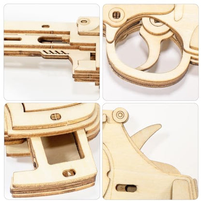3D Wooden Puzzles for Adults,Wooden Toy for Kids and Adults,Model Building Kit,Educational Brain Teaser,Best Educational Christmas Birthday Day Gift for Friends (Wooden Revolver) - color: Wooden Revolver