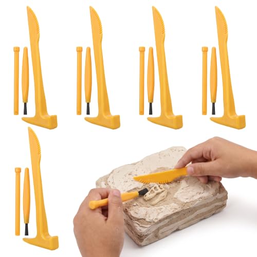 Dinosaur Excavation Dig Tool Kit for Kids, 8 Sets with Hammer Chisel Brush