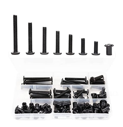 Black M6 Hex Drive Socket Cap Bolts Kit, binifiMux 35-Set Allen Head Countsunk Furniture Crib Bolts Nuts Kit, M6x15mm/ 20mm/ 25mm/ 30mm/ 35mm/ 40mm/ 50mm - size: 15mm/20mm/25mm/30mm/35mm/40mm/50mm 70pcs
