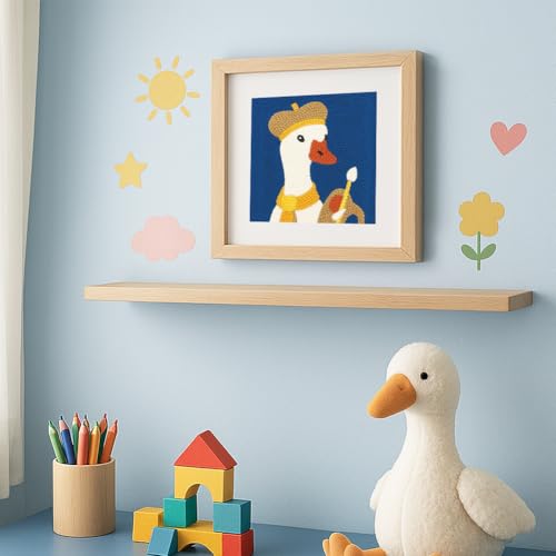 DOODLREAM Painter Goose DIY Punch Needle Embroidery Kit for Adult Beginner, 9.4" Cute Goose Animal Punch Stitching Craft Set for Starter with Frame,Fabric Pattern,Threader, Yarn, Pinch Needle - color: Goose