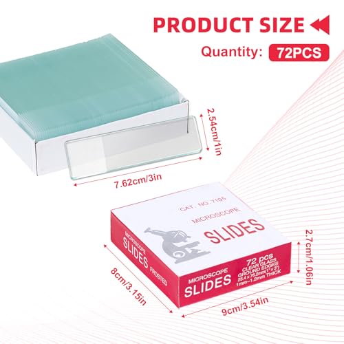 Microscope Slides, 75 x 25mm, Single Frosted End, 72 Pcs/Pack - color: Frosted, size: 72PCS