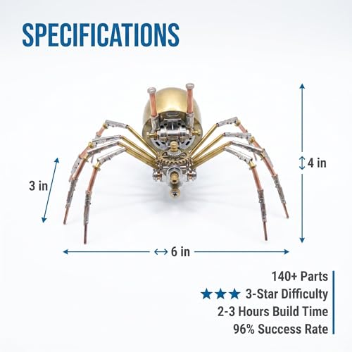 3D Metal Puzzles for Adults Teens-150+Pcs-Mechanical Spider Bee Insect Models-3 Hours to Build-Ideal for Birthday Gifts and Decorations (Mechanical Spider E) - style: Mechanical Spider E