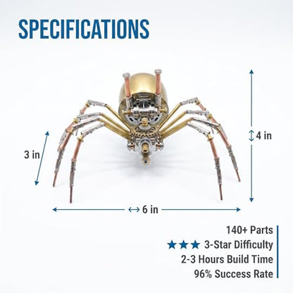 3D Metal Puzzles for Adults Teens-150+Pcs-Mechanical Spider Bee Insect Models-3 Hours to Build-Ideal for Birthday Gifts and Decorations (Mechanical Spider E) - style: Mechanical Spider E