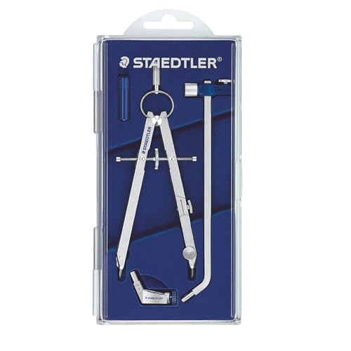 Staedtler Mars Comfort, Professional Drafting, Drawing Compass with Extension Arm, Draws Circles up to 19.5 Inch Diameter, Spring Bow Compass with Center Adjuster Wheel, 551 02 - style: 4 Piece Professional Set