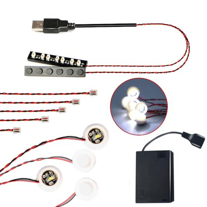 14PCS Building LED Lights 1X1 Circular Dot Compatible with LEGO(White) - color: White Light