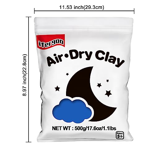 ifergoo 500g Blue Air Dry Clay, 1.1LBS DIY Creative Modeling Clay for Kids - color: Blue/500g