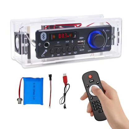 DIY Bluetooth-Compatible Speaker Kit with FM Radio Recording Function USB Mini Home Sound Stereo Amplifier TF/AUX/MIC Support Remote Control STEM Electronic Projects for Home and School Education LB - size: JX-BT-FM-Lithium battery+charging cable
