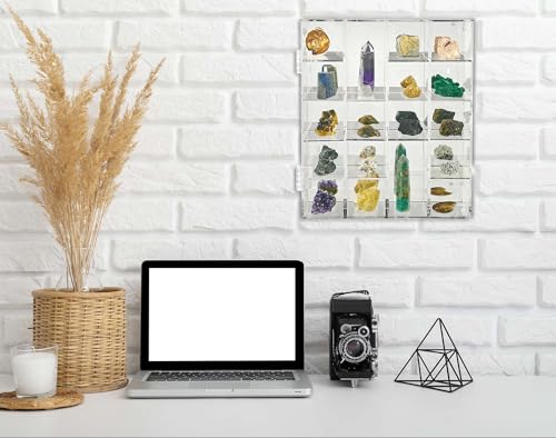 Adjustable Acrylic Rock Display Case Shadow Box with Shelves - size: Small Vertical 20-Room Display Case
