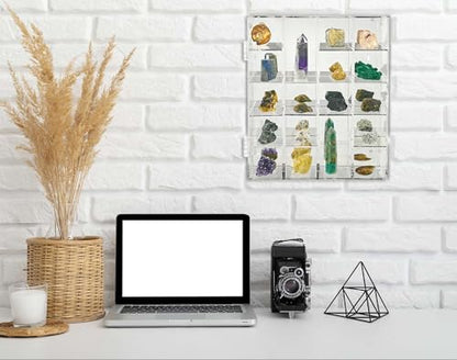 Adjustable Acrylic Rock Display Case Shadow Box with Shelves - size: Small Vertical 20-Room Display Case