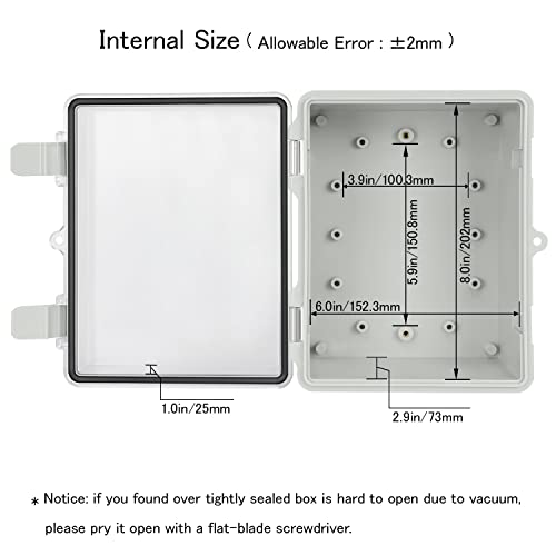 Junction Box IP65 Waterproof ABS Plastic Enclosure Hinged PC Clear Cover Electrical Project Box with Mounting Plate, Wall Brackets, Cable Glands 8.7"x 6.7" x 4.3"(220 * 170 * 110mm) - color: Clear Cover, size: 8.7"x 6.7" x 4.3"
