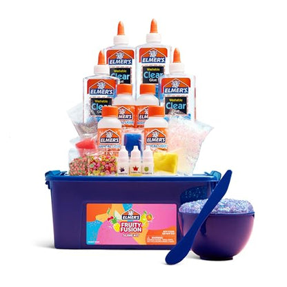 Elmer's Fruity Fusion Slime Kit, Includes Elmer's Clear Glue, Magical Liquid Slime Activator, Clay Color Pigments, Scents, Mixing Bowl, Spoon, 20 Piece Kit - style: Fruity Fusion Kit- Amazon Exclusive