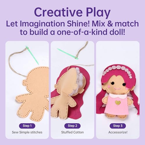Cymbana Kids Sewing Kit, Make Your Own 5 Princess Felt Crafts Set for Girls - color: Princess