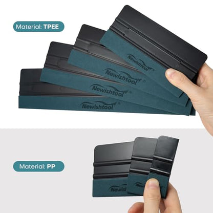 NEWISHTOOL 7 in 1 Vinyl Squeegee Tool Different Sizes Plastic Scraper Cards - color: 7 Pcs-black
