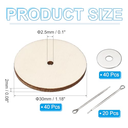 PATIKIL 30mm Doll Joints, 20 Set Removable Cotter Pin Joints Connector and Fiberboard Tray for Bear Limbs Making Head Joints DIY Crafts Accessories - size: 30mm
