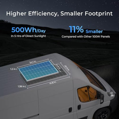Renogy 100 Watt Solar Panel with Mounting Z Brackets, 25% High-Efficiency - size: 100 W N-Type Solar Panel with Z Brackets