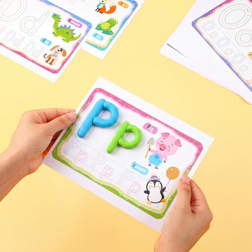 Ireer 36 Pcs Alphabet & Weather Clay Mats for Kids Activity Card for Clay - style: Alphabet & Weather