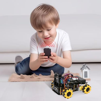 ACEBOTT Robot Kit with 3MP Camera, Robotics for Kids Ages 8–12 12-16 Compatible with Arduino & Scratch, App & Remote Control, STEM Toys Coding Robot Kit, Gift for Kids, Teens and Adults - color: Yellow-b