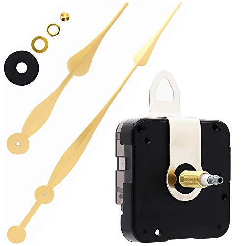 Youngtown High Torque 1-3/32" Long Shaft Clock Movement Kit 12" Gold Hands - color: Gold, size: 1-3/32 inch Total shaft length