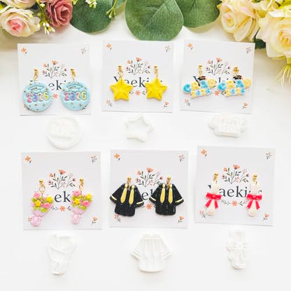 Graduation Polymer Clay Cutters & Stamps Set - 19pcs 0-9 Numbers, GARD/2026 Seals, Owl, Cap, Gown, Balloon for DIY Earring Jewelry, Soft Clay Crafts & Class Party Supplies - color: 2M color
