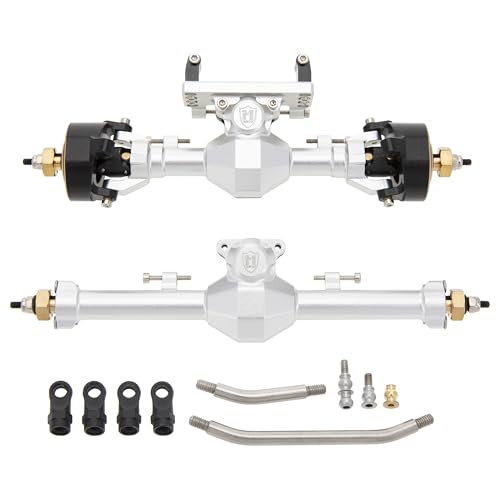 MEUS Racing Isokinetic 3-Section CVD Front and Rear Axles Maximum Steering Angle 52° Wider +5MM for Axial SCX24 Deadbolt C10 JLU Gladiator Bronco 1/24 RC Crawler Upgrade (Front and Rear - Silver) - color: Front and Rear - Silver