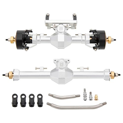 MEUS Racing Isokinetic 3-Section CVD Front and Rear Axles Maximum Steering Angle 52° Wider +5MM for Axial SCX24 Deadbolt C10 JLU Gladiator Bronco 1/24 RC Crawler Upgrade (Front and Rear - Silver) - color: Front and Rear - Silver
