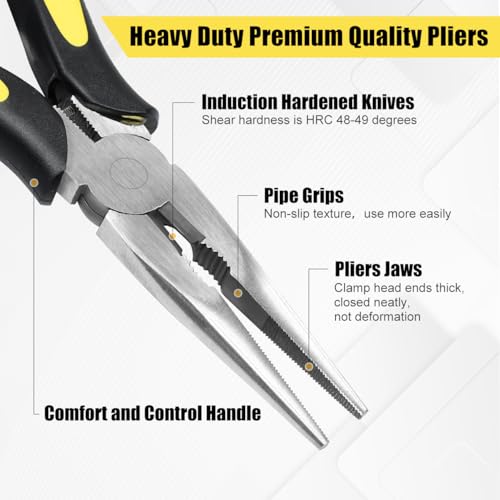 Long Needle Nose Pliers-6’’Soft Grip with Wire Cutter for Home,2pcs - size: Two-6in