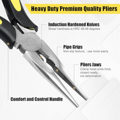 Long Needle Nose Pliers-6’’Soft Grip with Wire Cutter for Home,2pcs - size: Two-6in