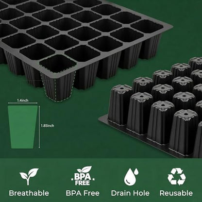 Gardzen 10-Set Garden Propagator Set, Seed Tray Kits with 400-Cell, Seed Starter Tray with Dome and Base 15" x 9" (40-Cell Per Tray) - size: 40-Cell Black 10-Pack