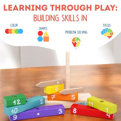 CUBIKA Wooden Clock Construction Kit – Montessori Stacking Toy for Toddlers Ages 3+ – Made from Natural Wood with Water-Based Paints – Travel-Friendly Educational Gift for Boys & Girls - style: Clock Construction Set