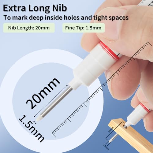 15 Pcs Long Nib Marker Pens with 20 mm Long Head Nose Tip, White - color: White