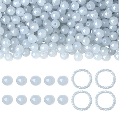 500Pcs Gray Glass Beads for Earring Bracelets - color: Gray, size: 8mm 500pcs