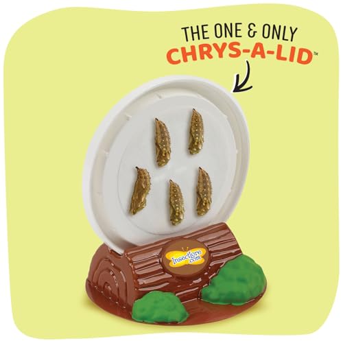 Insect Lore Butterfly Garden with 5 Live Baby Caterpillars - STEM Activity Journal, Habitat, Chrys-A-Lid Holder and Feeder Included | Raise and Release Painted Lady Butterflies - style: Live Butterfly Garden