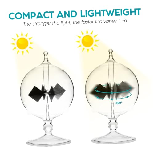 iplusmile Solar Power Radiometers, Sun Light Energy Vanes Windmill Rotating Glass Crookes Educational Teaching Study Tool for Office, Home, School