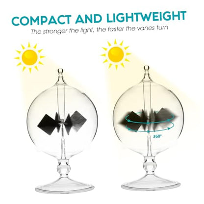 iplusmile Solar Power Radiometers, Sun Light Energy Vanes Windmill Rotating Glass Crookes Educational Teaching Study Tool for Office, Home, School