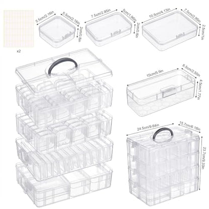 Stackable Bead Organizer 4 Tier 88pcs Small Boxes Craft Storage Container - size: 4-Tier 88pcs Assorted Boxes